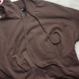 Nasty Gal Mocha Asymmetrical Hoodie Dress